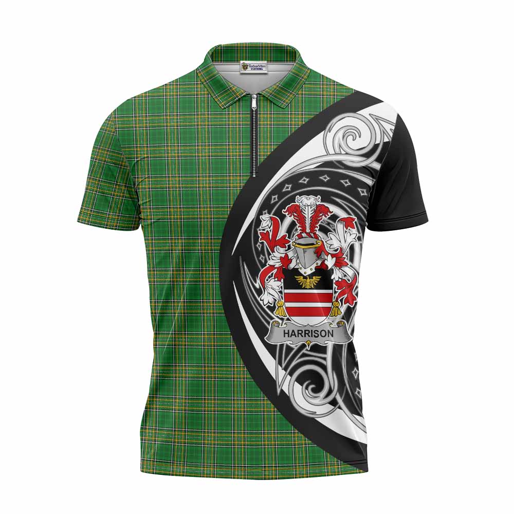 Tartan Vibes Clothing Harrison Irish Clan Zipper Polo Shirt Celtic Circle Style
