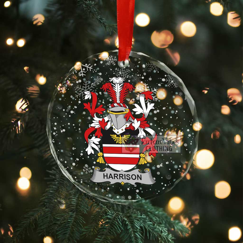 Tartan Vibes Clothing Harrison Irish Clan Christmas Glass Ornament with Coat of Arms