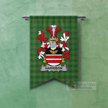 Harrison Irish Clan Tartan Gonfalon, Tartan Banner with Coat of Arms
