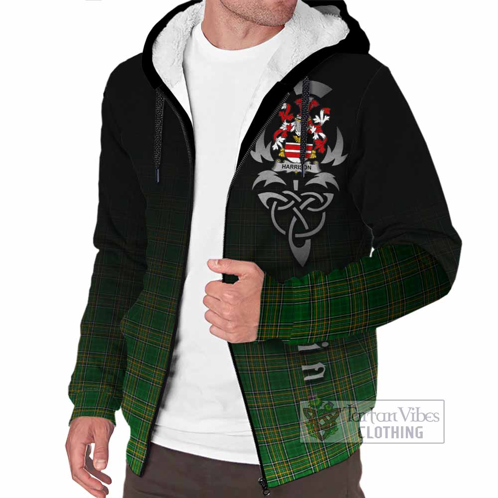 Tartan Vibes Clothing Harrison Irish Clan Sherpa Hoodie with Coat of Arms Erin Go Bragh Celtic Inspired