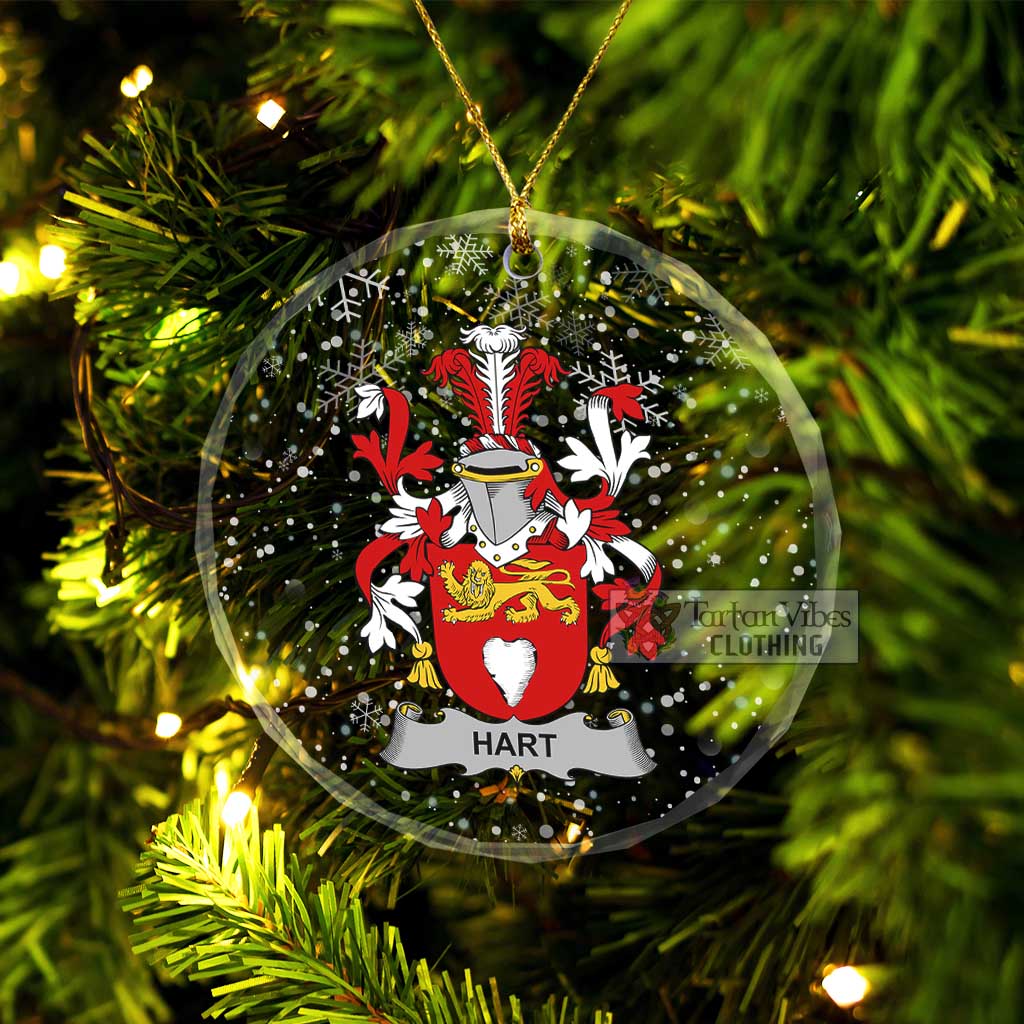 Hart Irish Clan Christmas Glass Ornament with Coat of Arms Transparent Glass Circle - 2D-tartanvibesclothing