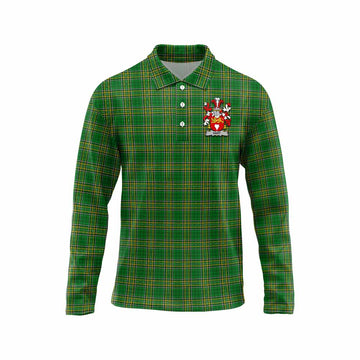 Hart Irish Clan Tartan Long Sleeve Polo Shirt with Coat of Arms