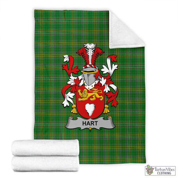 Tartan Vibes Clothing Hart Irish Clan Tartan Blanket with Coat of Arms