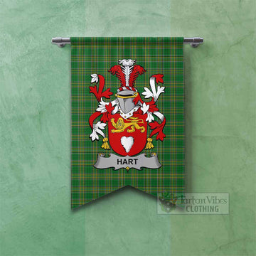 Hart Irish Clan Tartan Gonfalon, Tartan Banner with Coat of Arms