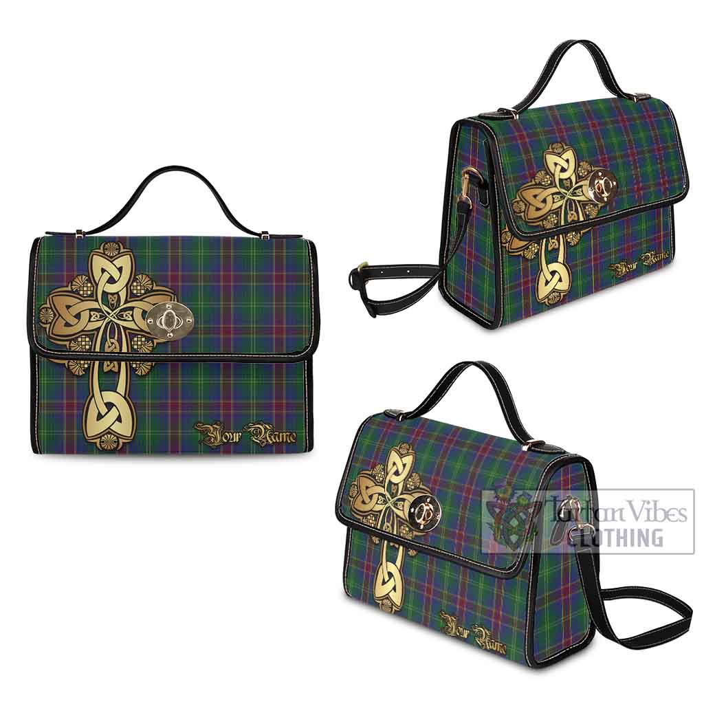 Tartan Vibes Clothing Hart Tartan Waterproof Canvas Bag Golden Thistle Celtic Cross Style