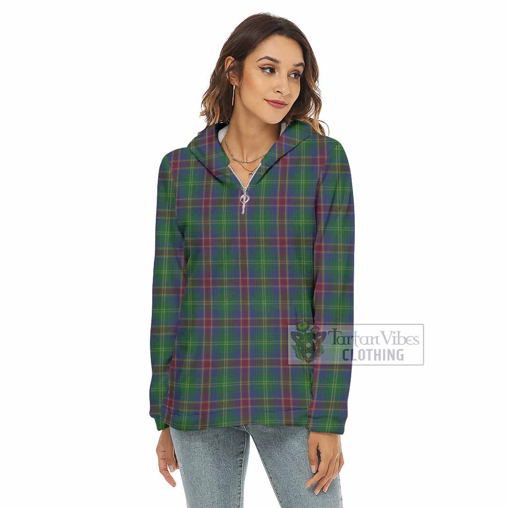 Tartan Vibes Clothing Hart Tartan Women's Borg  Half Zip Fleece Hoodie