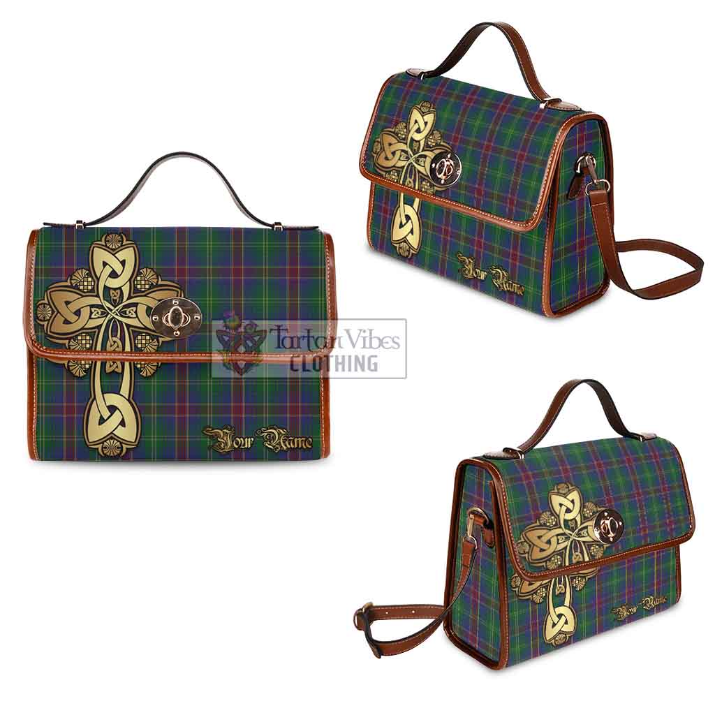 Tartan Vibes Clothing Hart Tartan Waterproof Canvas Bag Golden Thistle Celtic Cross Style