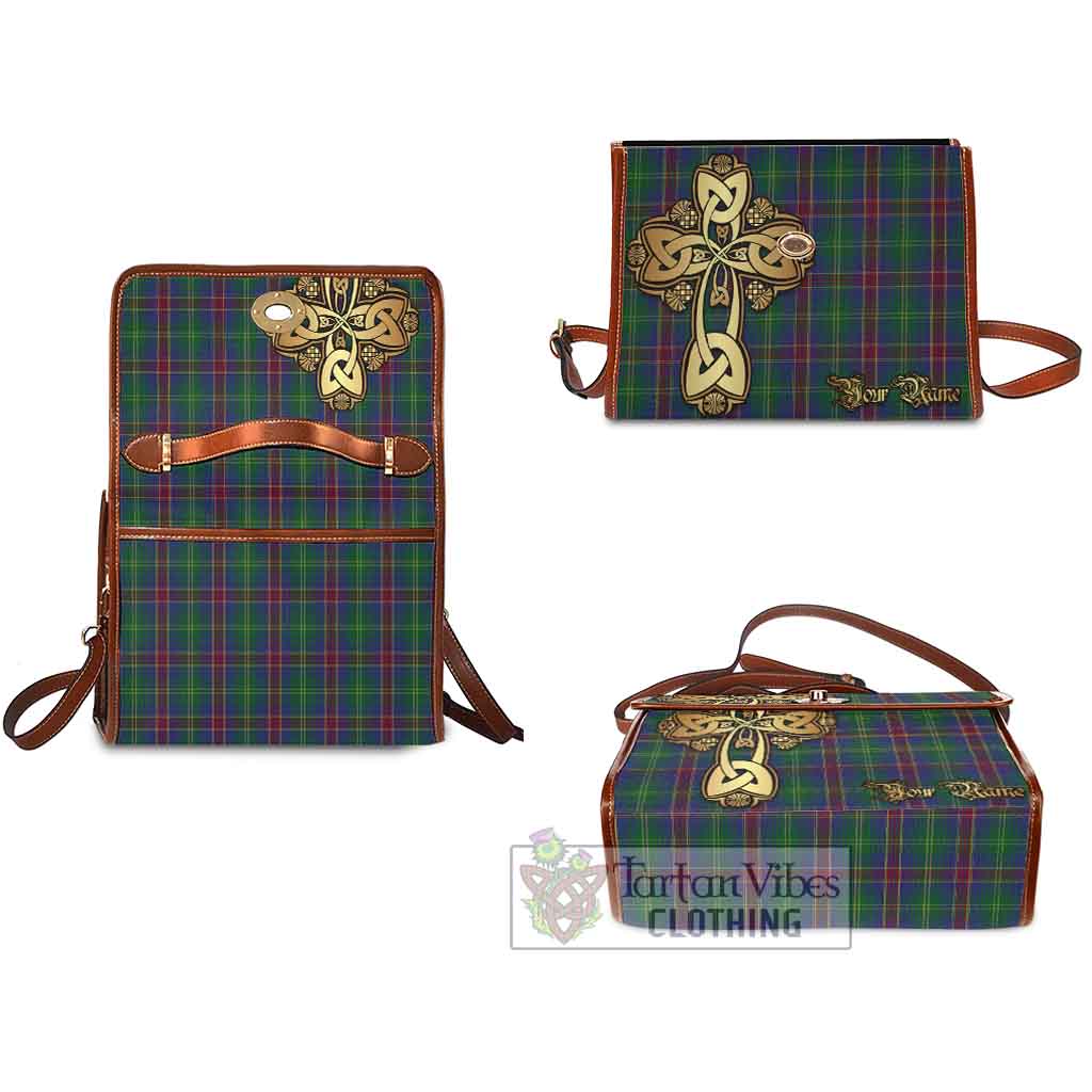 Tartan Vibes Clothing Hart Tartan Waterproof Canvas Bag Golden Thistle Celtic Cross Style