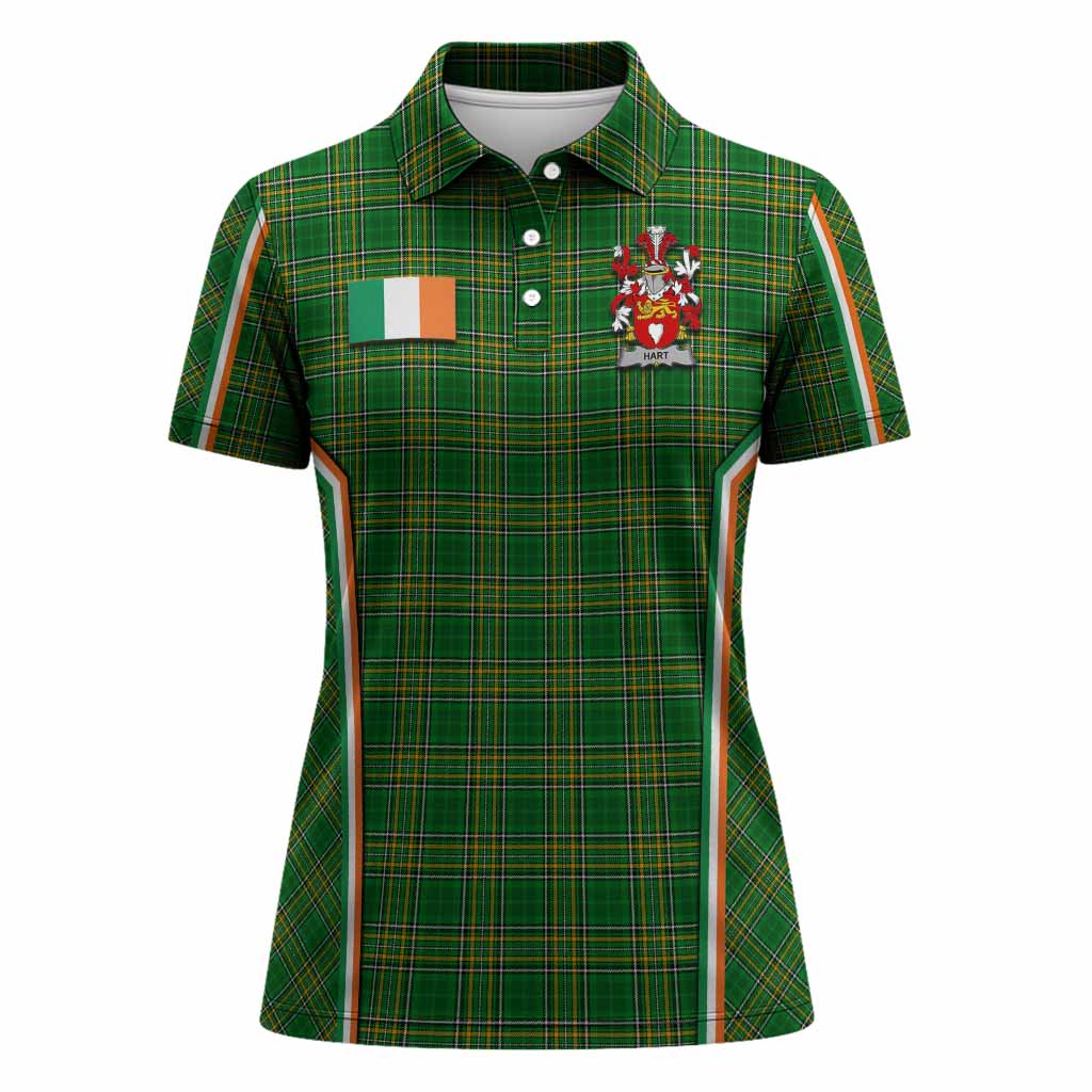 Hart Irish Clan Coat of Arm Tartan Women Polo Shirt Flag Style