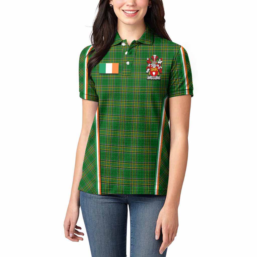 Hart Irish Clan Coat of Arm Tartan Women Polo Shirt Flag Style