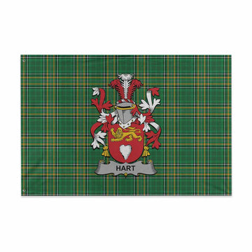 Hart Irish Clan Tartan House Flag with Coat of Arms