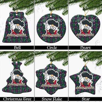 Hart of Scotland Tartan Christmas Ornaments with Scottish Gnome Playing Bagpipes