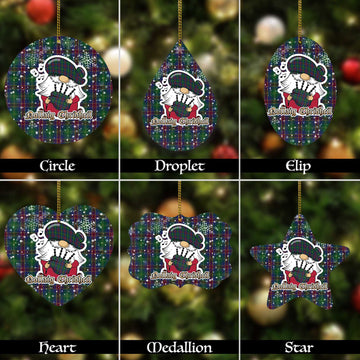 Hart of Scotland Tartan Christmas Ornaments with Scottish Gnome Playing Bagpipes