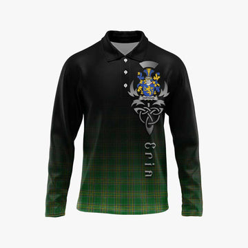 Hartigan Irish Clan Long Sleeve Polo Shirt with Coat of Arms Erin Go Bragh Celtic Inspired