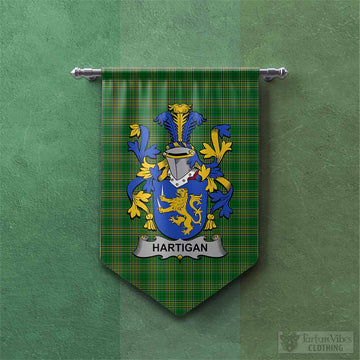 Hartigan Irish Clan Tartan Gonfalon, Tartan Banner with Coat of Arms