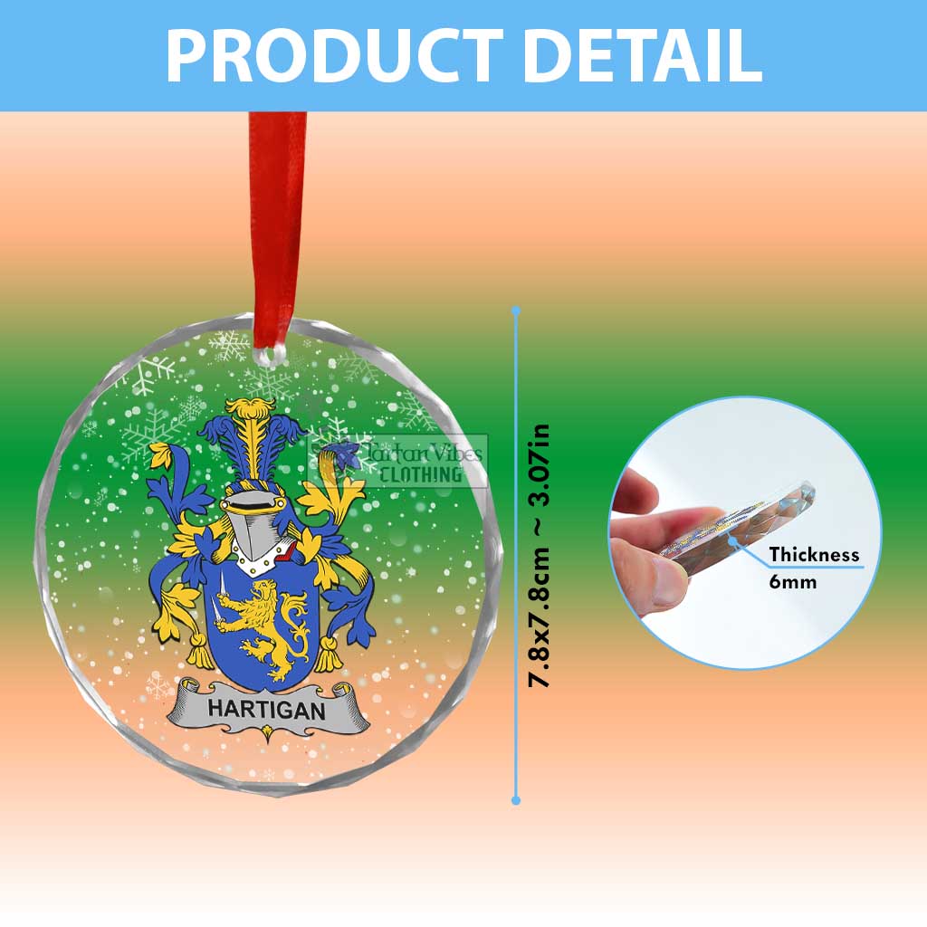 Tartan Vibes Clothing Hartigan Irish Clan Christmas Glass Ornament with Coat of Arms