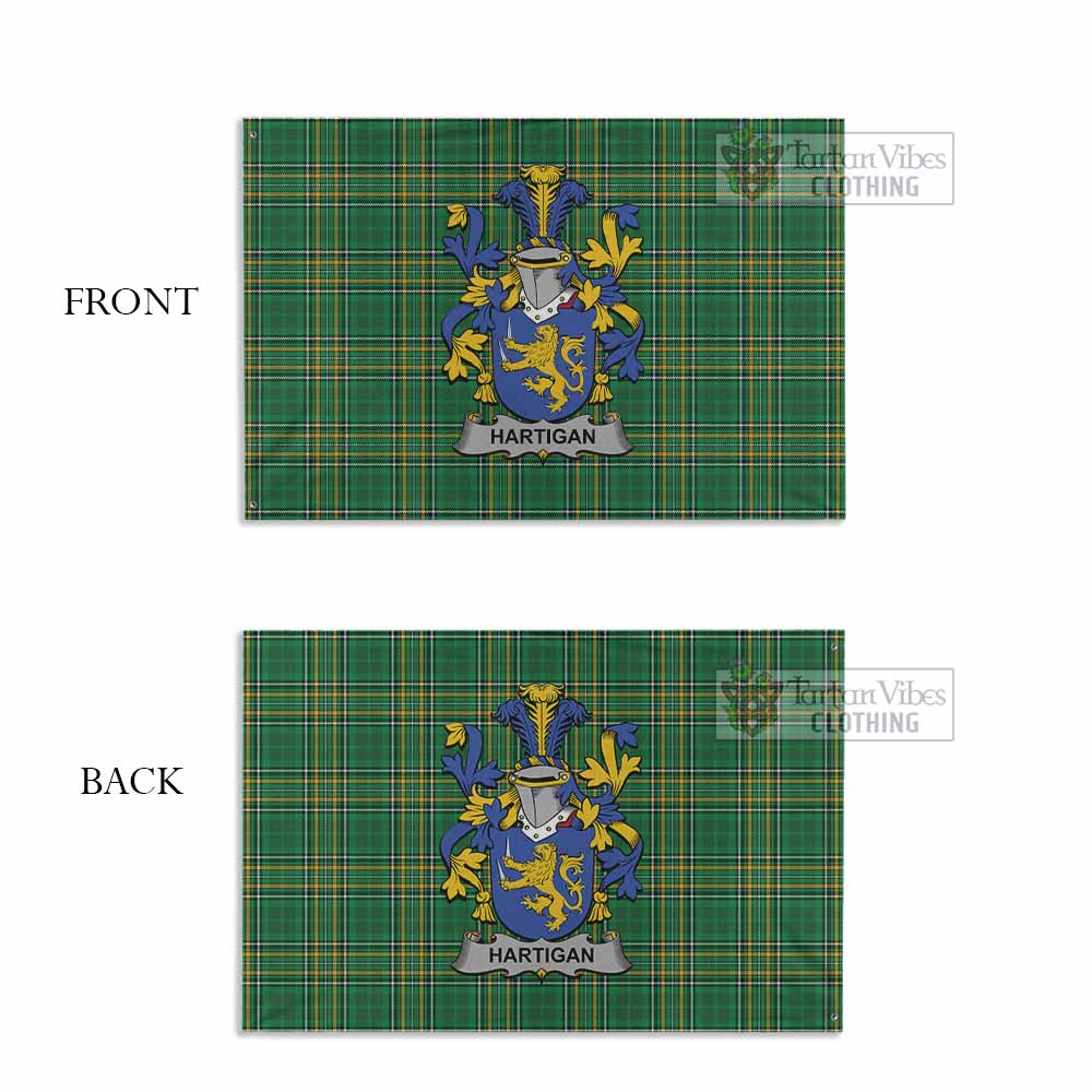 Tartan Vibes Clothing Hartigan Irish Clan Tartan House Flag with Coat of Arms