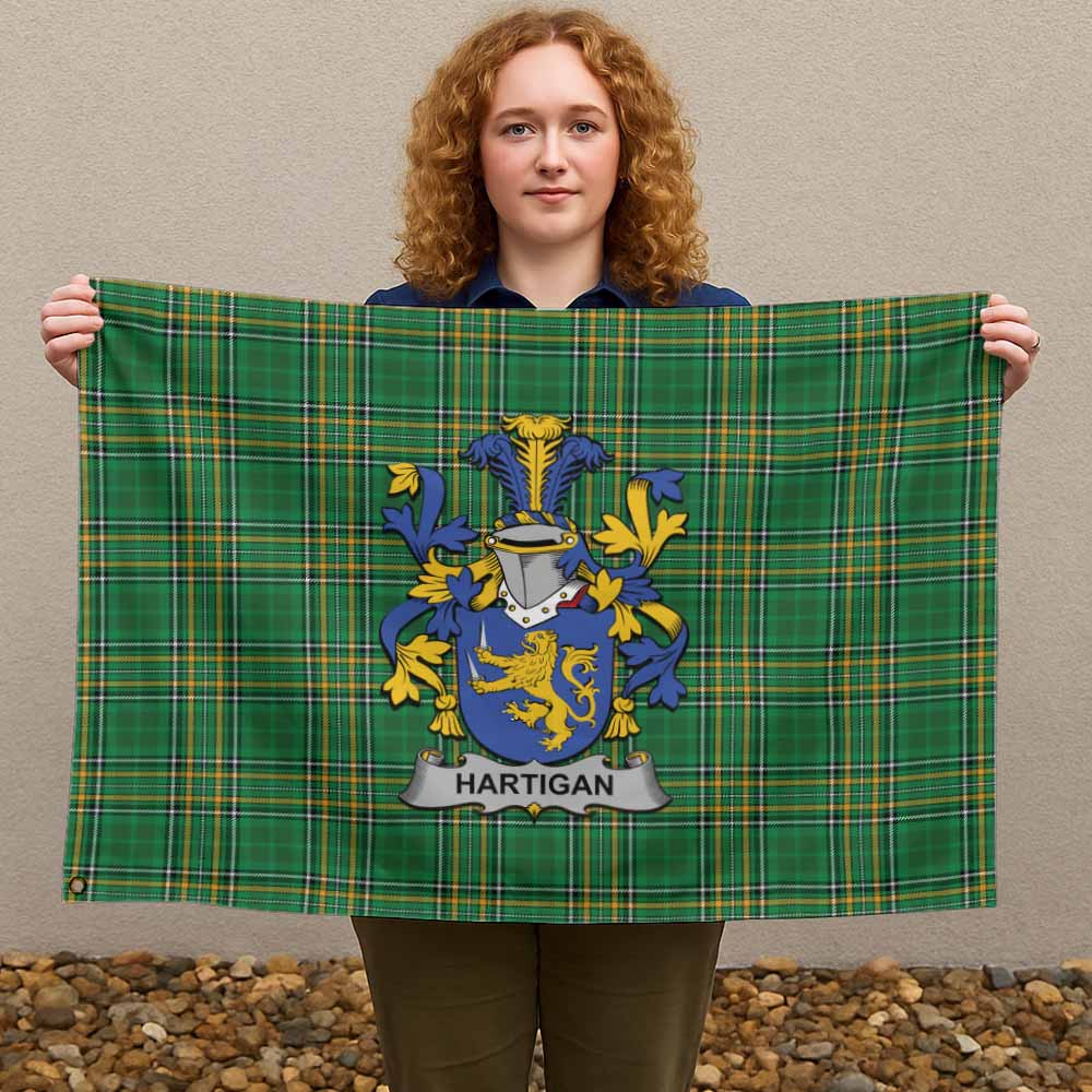 Tartan Vibes Clothing Hartigan Irish Clan Tartan House Flag with Coat of Arms