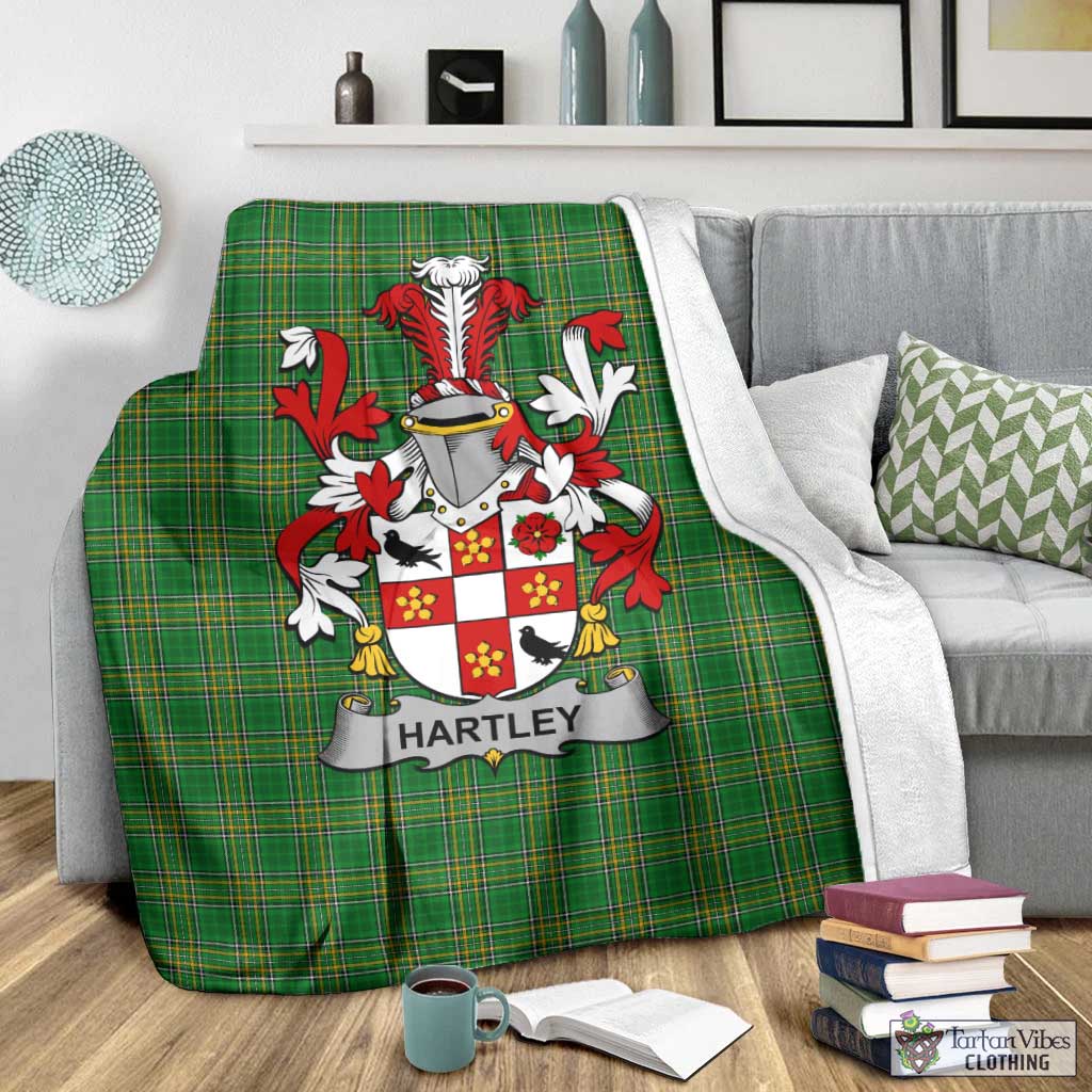 Tartan Vibes Clothing Hartley Irish Clan Tartan Blanket with Coat of Arms