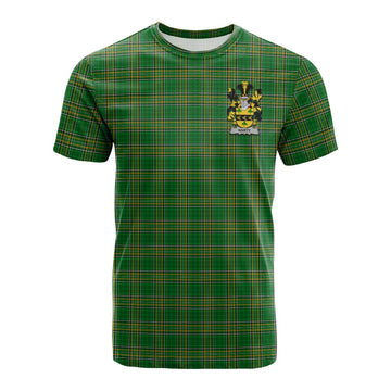 Tartan Vibes Clothing Harty Irish Clan Tartan Cotton T-shirt with Coat of Arms