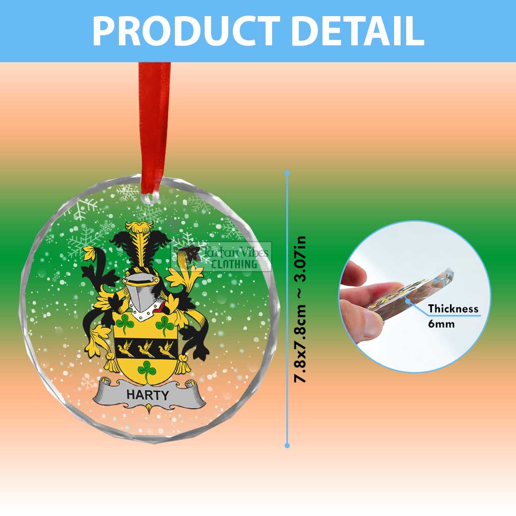 Harty Irish Clan Christmas Glass Ornament with Coat of Arms - 2D-tartanvibesclothing