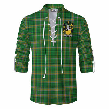 Harvey Irish Clan Tartan Ghillie Kilt Shirt with Coat of Arms Men - Tartan Vibes Clothing