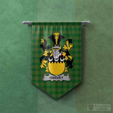 Harvey Irish Clan Tartan Gonfalon, Tartan Banner with Coat of Arms