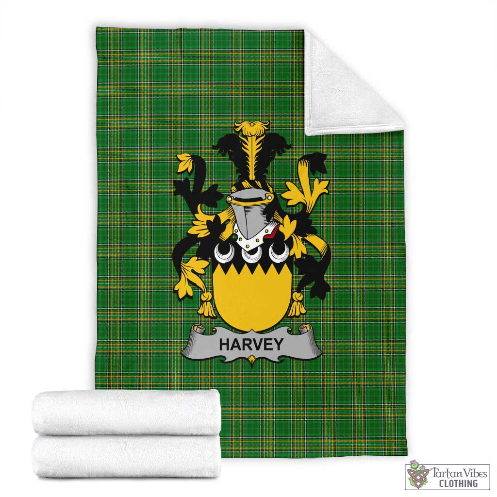 Harvey Irish Clan Tartan Blanket with Coat of Arms X-Large 59 x 79 inches 150 x 200 cm - Tartan Vibes Clothing