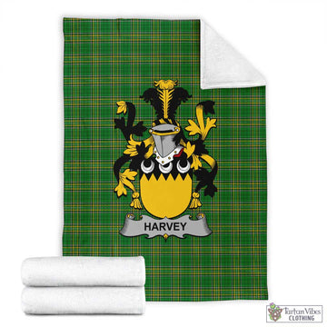Tartan Vibes Clothing Harvey Irish Clan Tartan Blanket with Coat of Arms