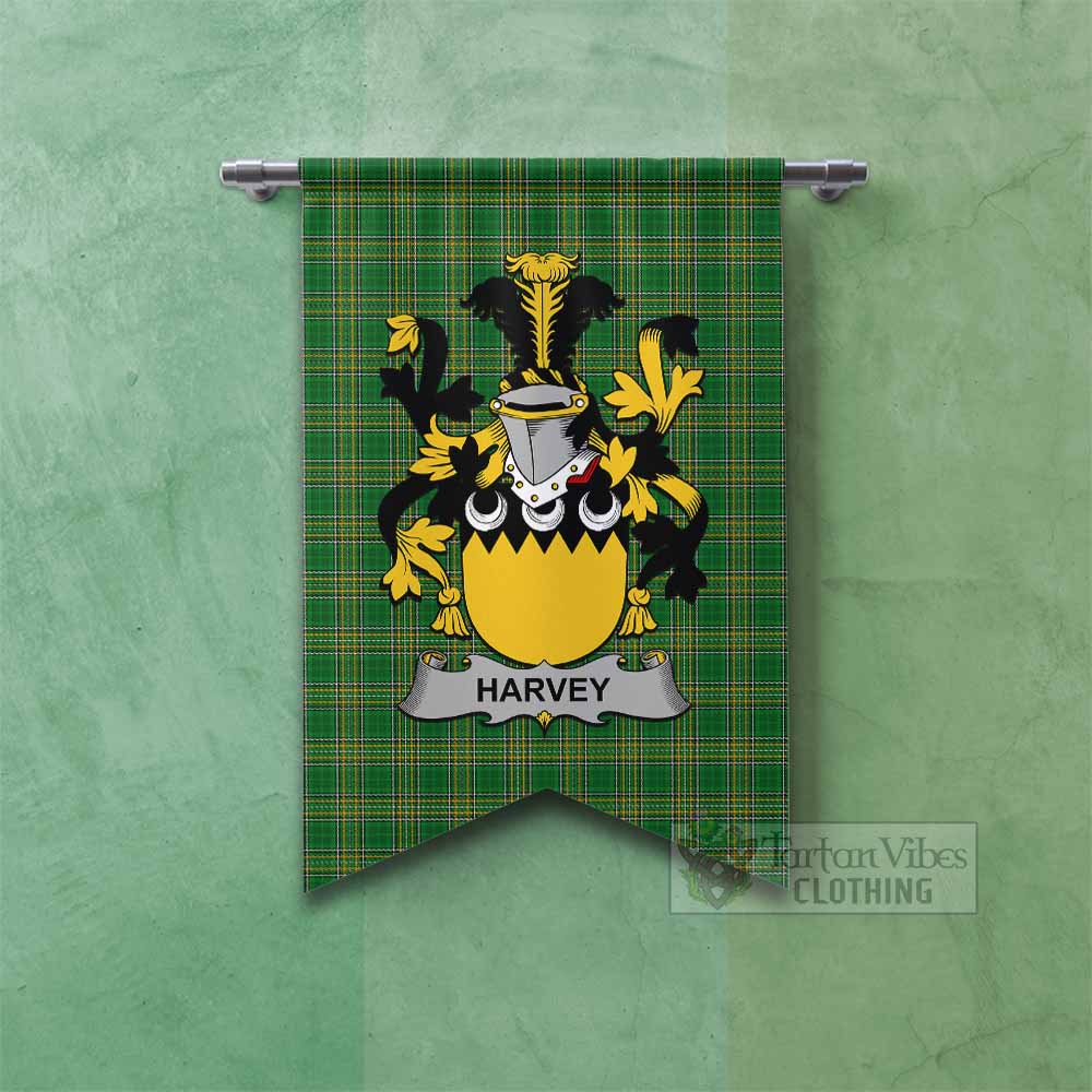 Tartan Vibes Clothing Harvey Irish Clan Tartan Gonfalon, Tartan Banner with Coat of Arms