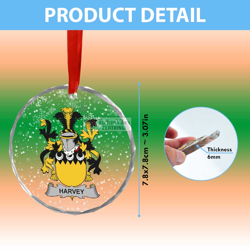 Harvey Irish Clan Christmas Glass Ornament with Coat of Arms - 2D-tartanvibesclothing