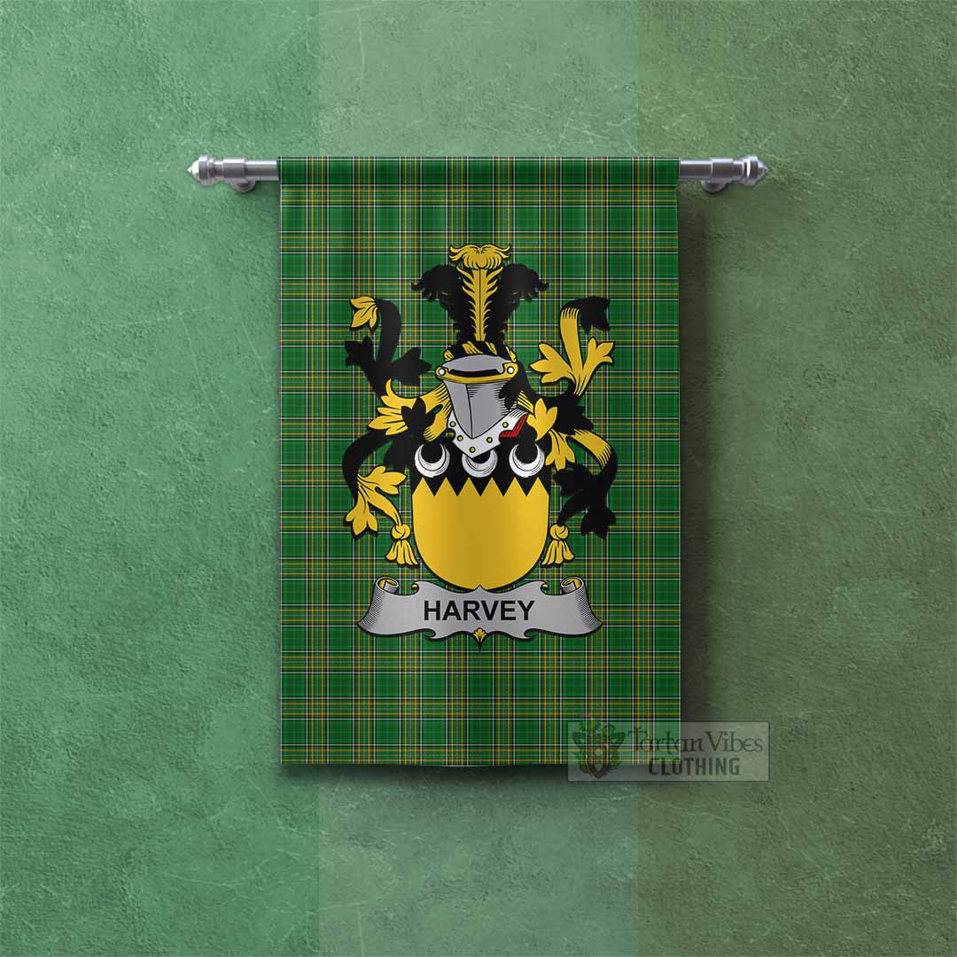 Tartan Vibes Clothing Harvey Irish Clan Tartan Gonfalon, Tartan Banner with Coat of Arms