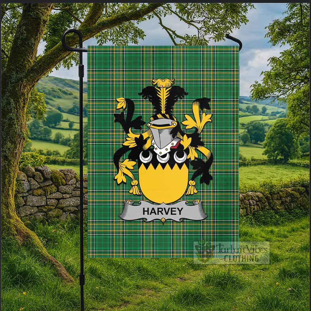 Harvey Irish Clan Tartan Flag with Coat of Arms
