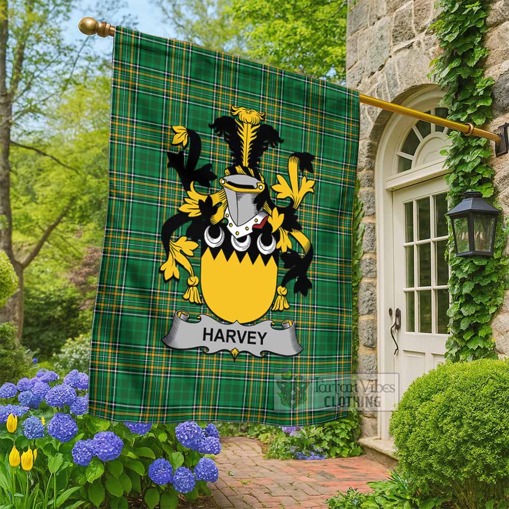 Harvey Irish Clan Tartan Flag with Coat of Arms