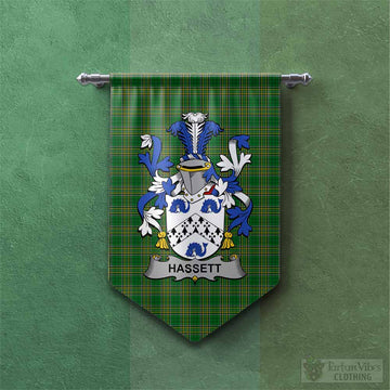 Tartan Vibes Clothing Hassett Irish Clan Tartan Gonfalon, Tartan Banner with Coat of Arms
