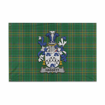Tartan Vibes Clothing Hassett Irish Clan Tartan House Flag with Coat of Arms