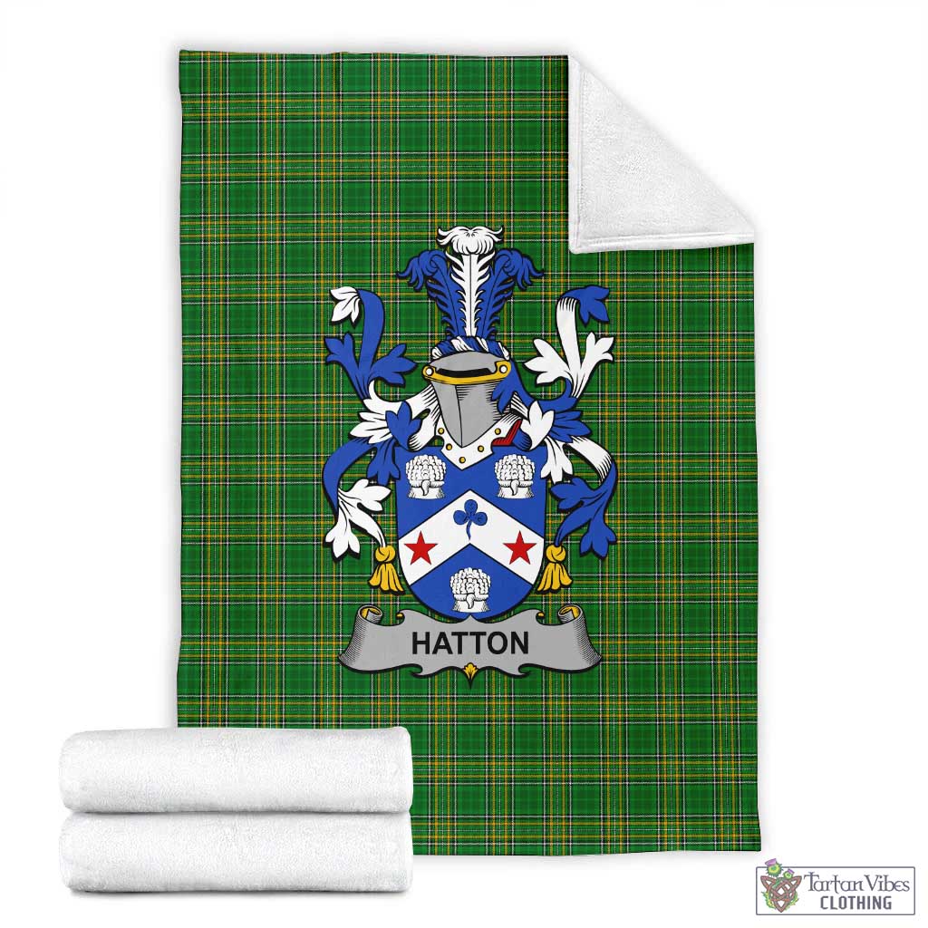 Hatton Irish Clan Tartan Blanket with Coat of Arms X-Large 59 x 79 inches 150 x 200 cm - Tartan Vibes Clothing