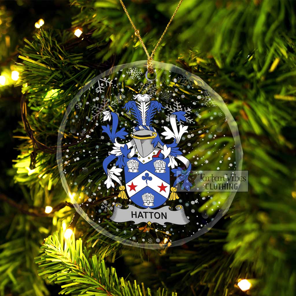 Hatton Irish Clan Christmas Glass Ornament with Coat of Arms Transparent Glass Circle - 2D-tartanvibesclothing