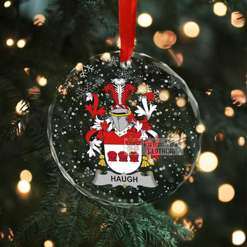 Tartan Vibes Clothing Haugh Irish Clan Christmas Glass Ornament with Coat of Arms