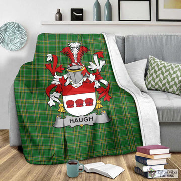 Tartan Vibes Clothing Haugh Irish Clan Tartan Blanket with Coat of Arms