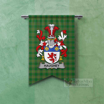 Haughey Irish Clan Tartan Gonfalon, Tartan Banner with Coat of Arms