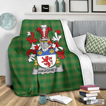 Tartan Vibes Clothing Haughey Irish Clan Tartan Blanket with Coat of Arms