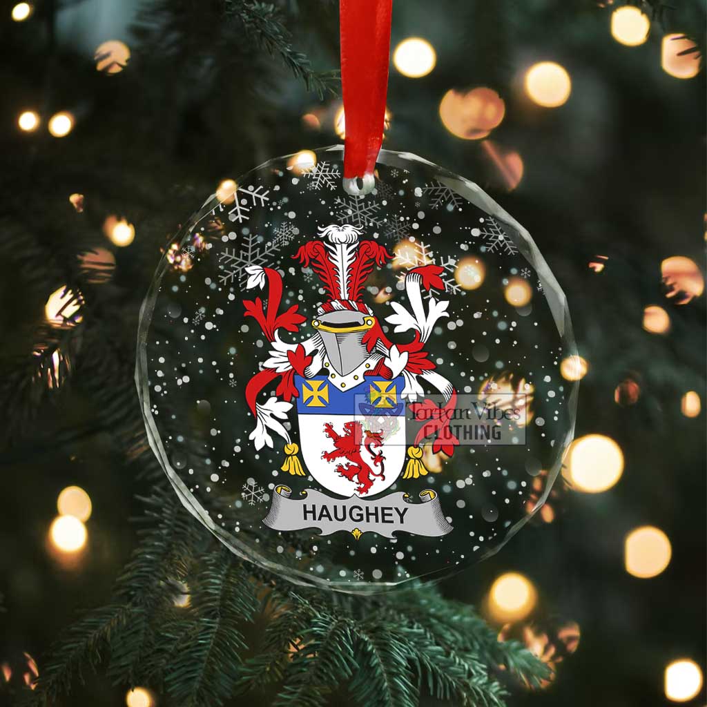 Haughey Irish Clan Christmas Glass Ornament with Coat of Arms - 2D-tartanvibesclothing