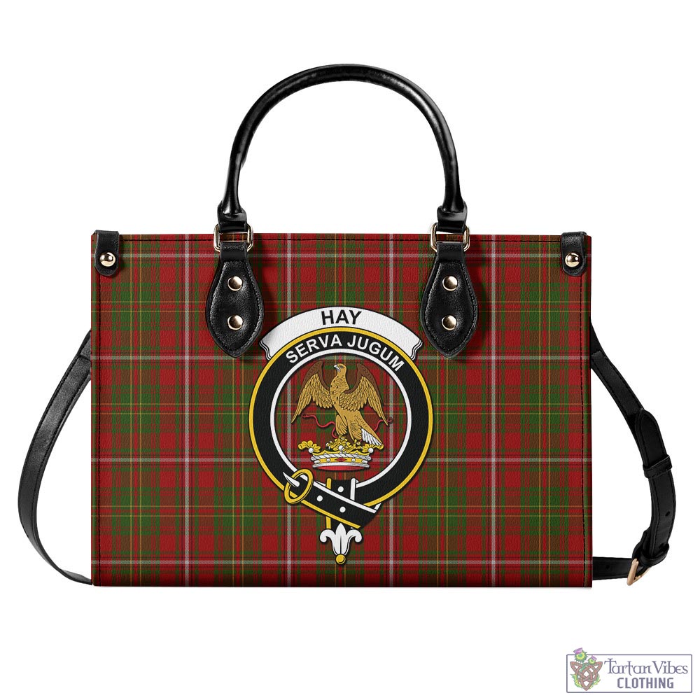 Tartan Vibes Clothing Hay Tartan Luxury Leather Handbags with Family Crest