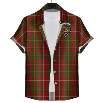 Hay Tartan Short Sleeve Button Down Shirt with Family Crest