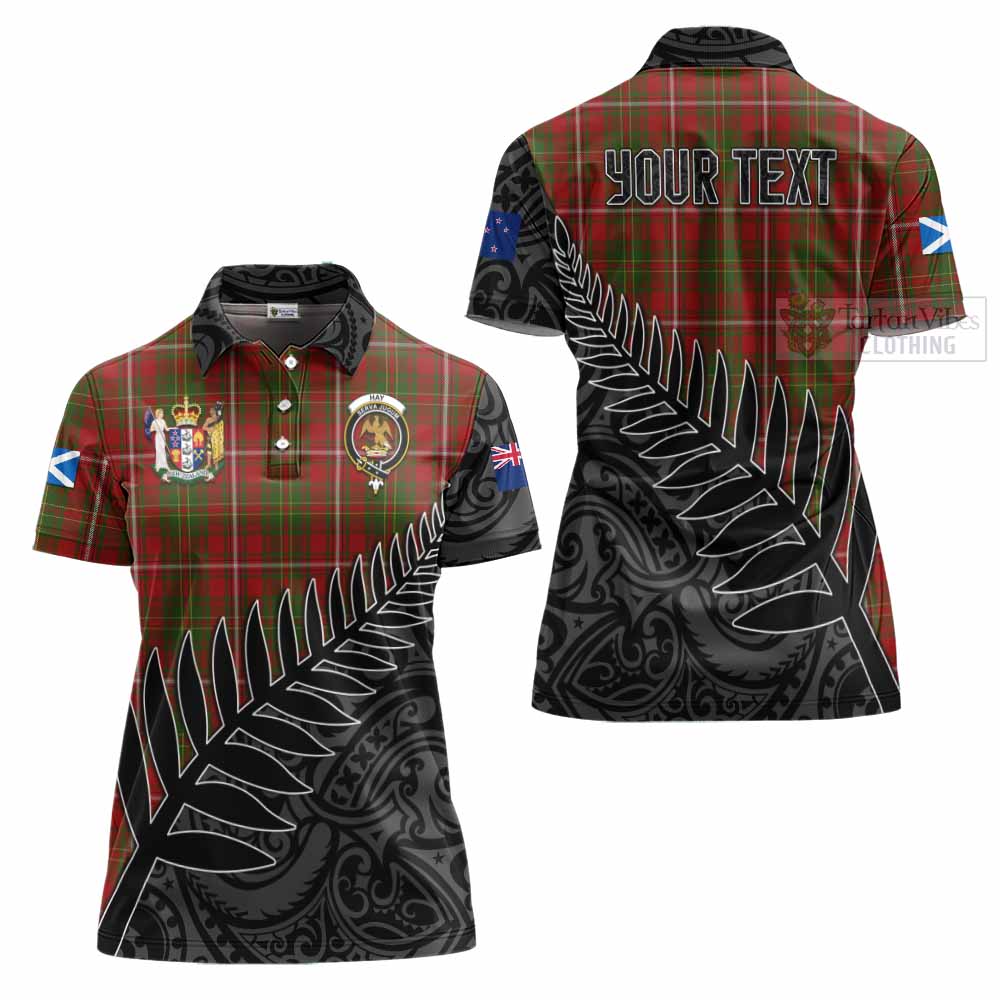 Tartan Vibes Clothing Hay Crest Tartan Women's Polo Shirt with New Zealand Silver Fern Half Style