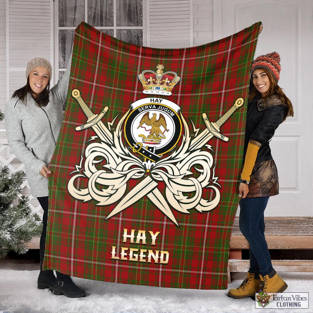 Tartan Vibes Clothing Hay Tartan Blanket with Clan Crest and the Golden Sword of Courageous Legacy