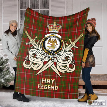 Hay Tartan Blanket with Clan Crest and the Golden Sword of Courageous Legacy