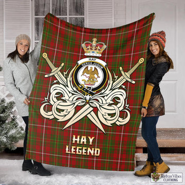 Tartan Vibes Clothing Hay Tartan Blanket with Clan Crest and the Golden Sword of Courageous Legacy