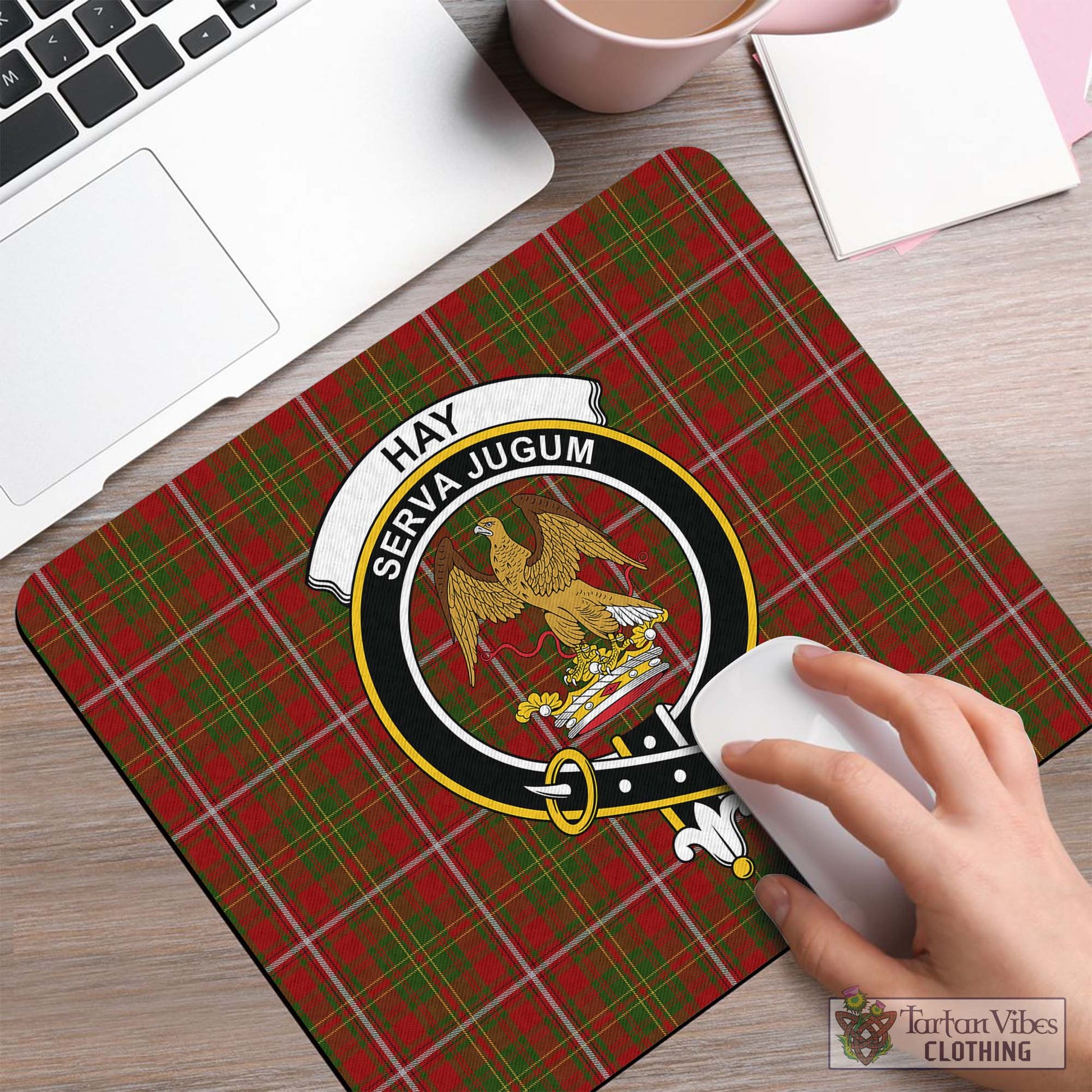 Tartan Vibes Clothing Hay Tartan Mouse Pad with Family Crest